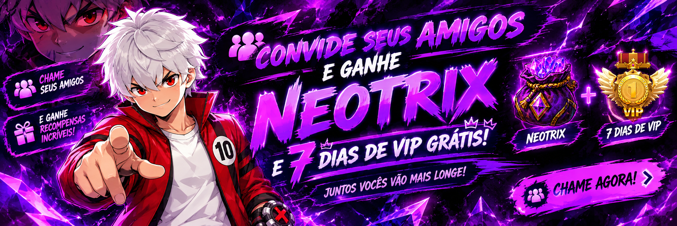 Convide seus amigos e ganhe NeoTrix e sete dias de VIP
